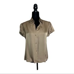 Theory Bronze Brown Button Down Size Medium